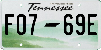TN license plate F0769E