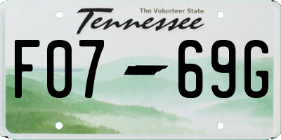 TN license plate F0769G