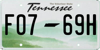 TN license plate F0769H