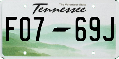 TN license plate F0769J