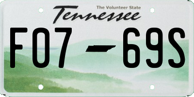 TN license plate F0769S