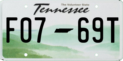 TN license plate F0769T