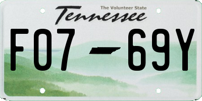 TN license plate F0769Y