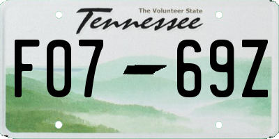 TN license plate F0769Z