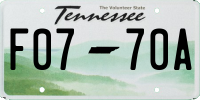 TN license plate F0770A