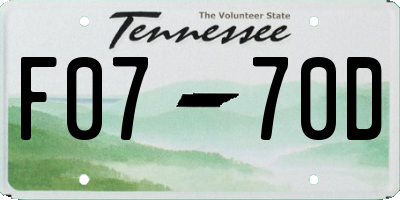 TN license plate F0770D