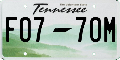 TN license plate F0770M