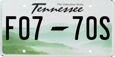 TN license plate F0770S