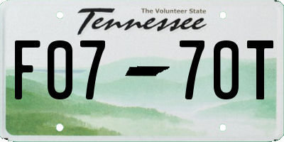 TN license plate F0770T