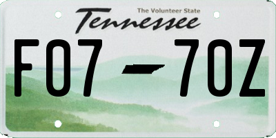 TN license plate F0770Z