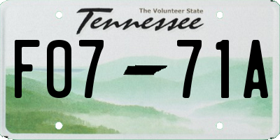 TN license plate F0771A