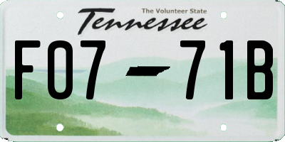 TN license plate F0771B