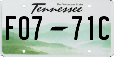 TN license plate F0771C