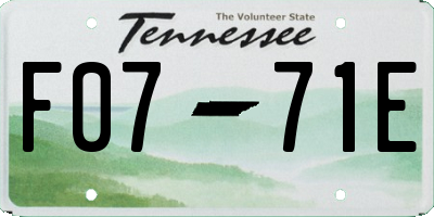 TN license plate F0771E