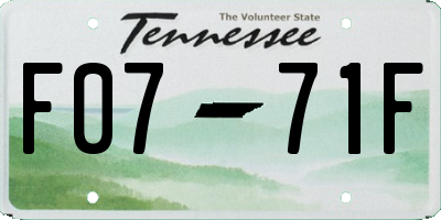 TN license plate F0771F
