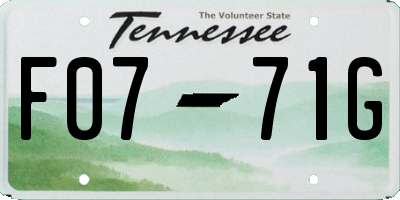 TN license plate F0771G