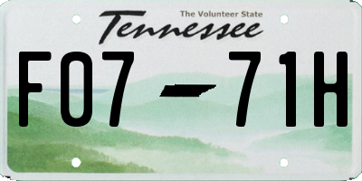 TN license plate F0771H