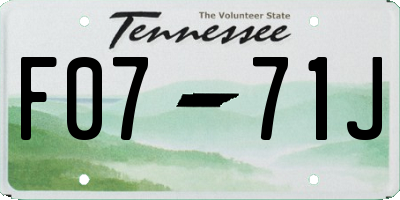 TN license plate F0771J