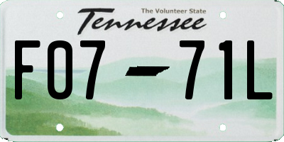 TN license plate F0771L