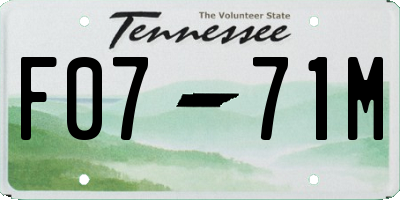 TN license plate F0771M