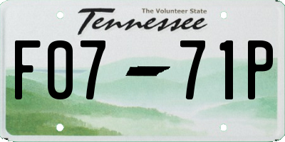 TN license plate F0771P
