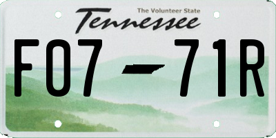 TN license plate F0771R