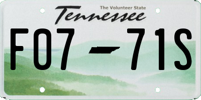 TN license plate F0771S