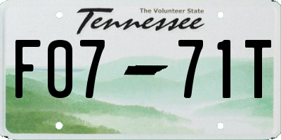 TN license plate F0771T