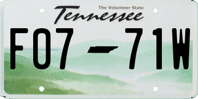 TN license plate F0771W