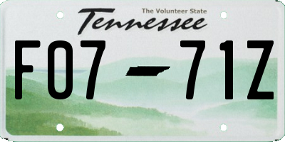 TN license plate F0771Z