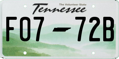 TN license plate F0772B