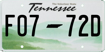 TN license plate F0772D