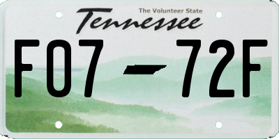 TN license plate F0772F