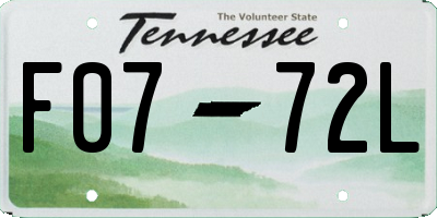 TN license plate F0772L