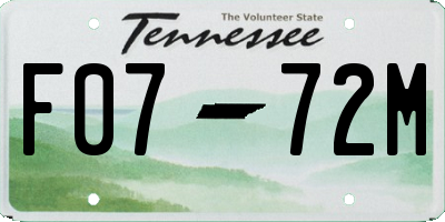 TN license plate F0772M