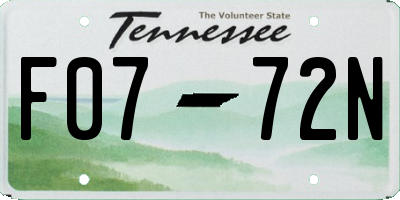 TN license plate F0772N