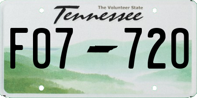 TN license plate F0772O