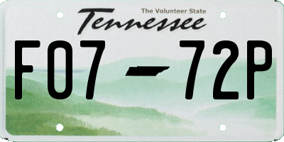 TN license plate F0772P