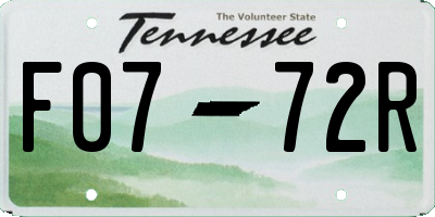 TN license plate F0772R