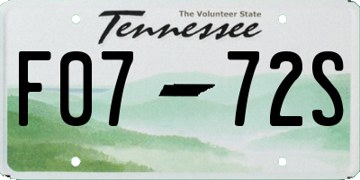 TN license plate F0772S