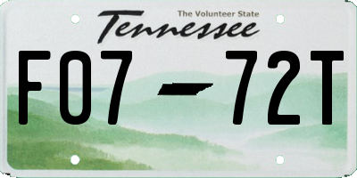TN license plate F0772T