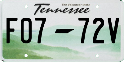 TN license plate F0772V
