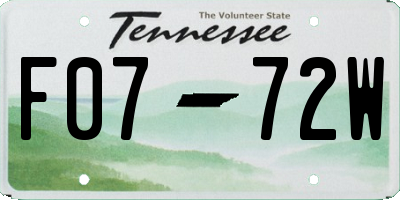 TN license plate F0772W