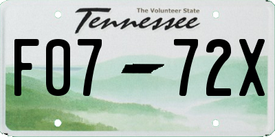 TN license plate F0772X