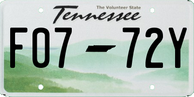 TN license plate F0772Y
