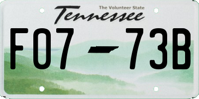 TN license plate F0773B