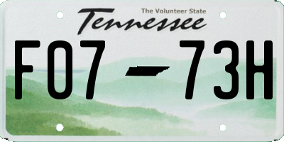 TN license plate F0773H