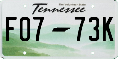 TN license plate F0773K