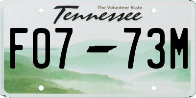 TN license plate F0773M