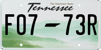 TN license plate F0773R